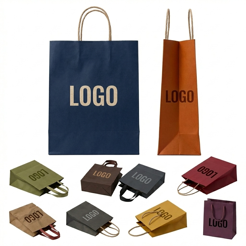 Multi-Color Heavy-Duty Kraft Paper Gift Bags (8lb Capacity)