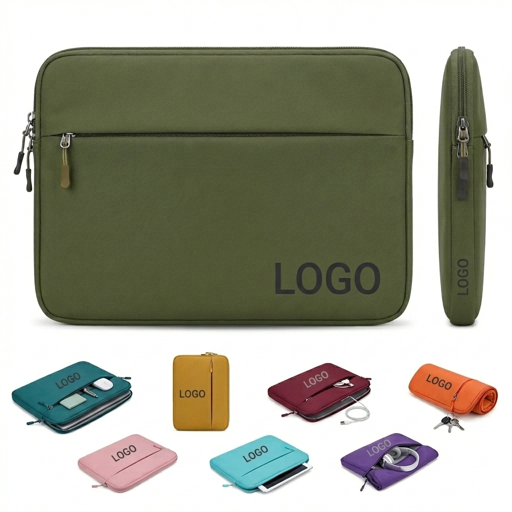 Custom Logo 15.6 Inch Water-Resistant Laptop Bag with Front Accessory Pocket