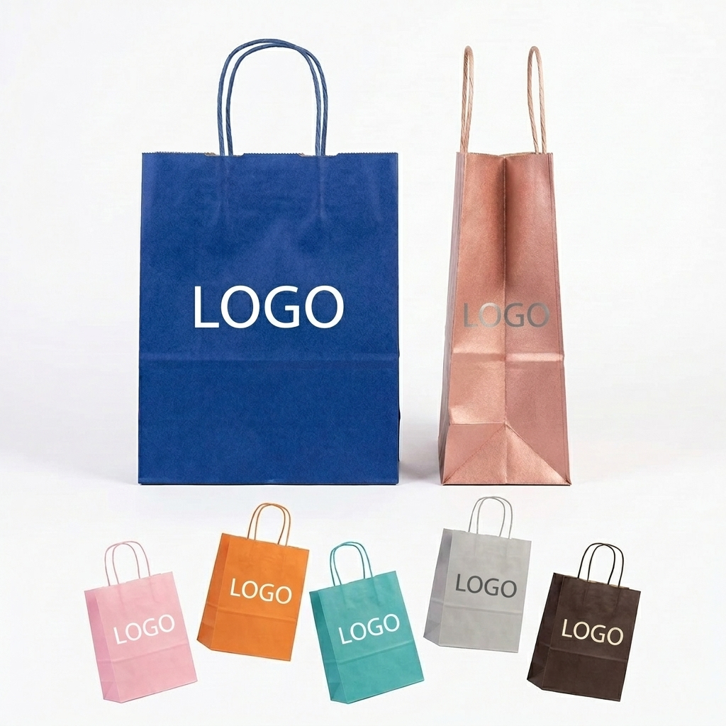 Colorblock Gusseted Kraft Tote Bag - Reusable & Retail-Ready