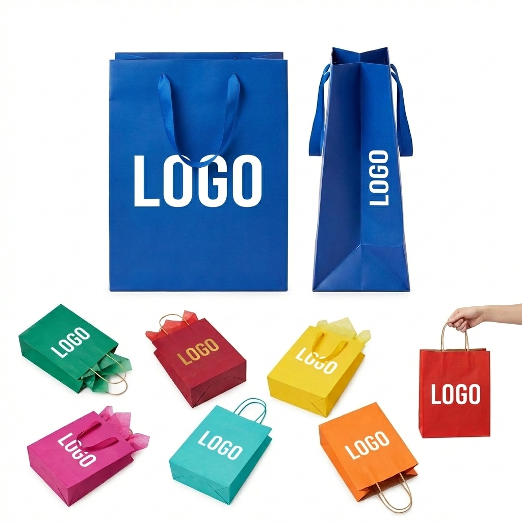 Premium Heavy-Duty Cardstock Gift Tote Bags - Assorted Colors