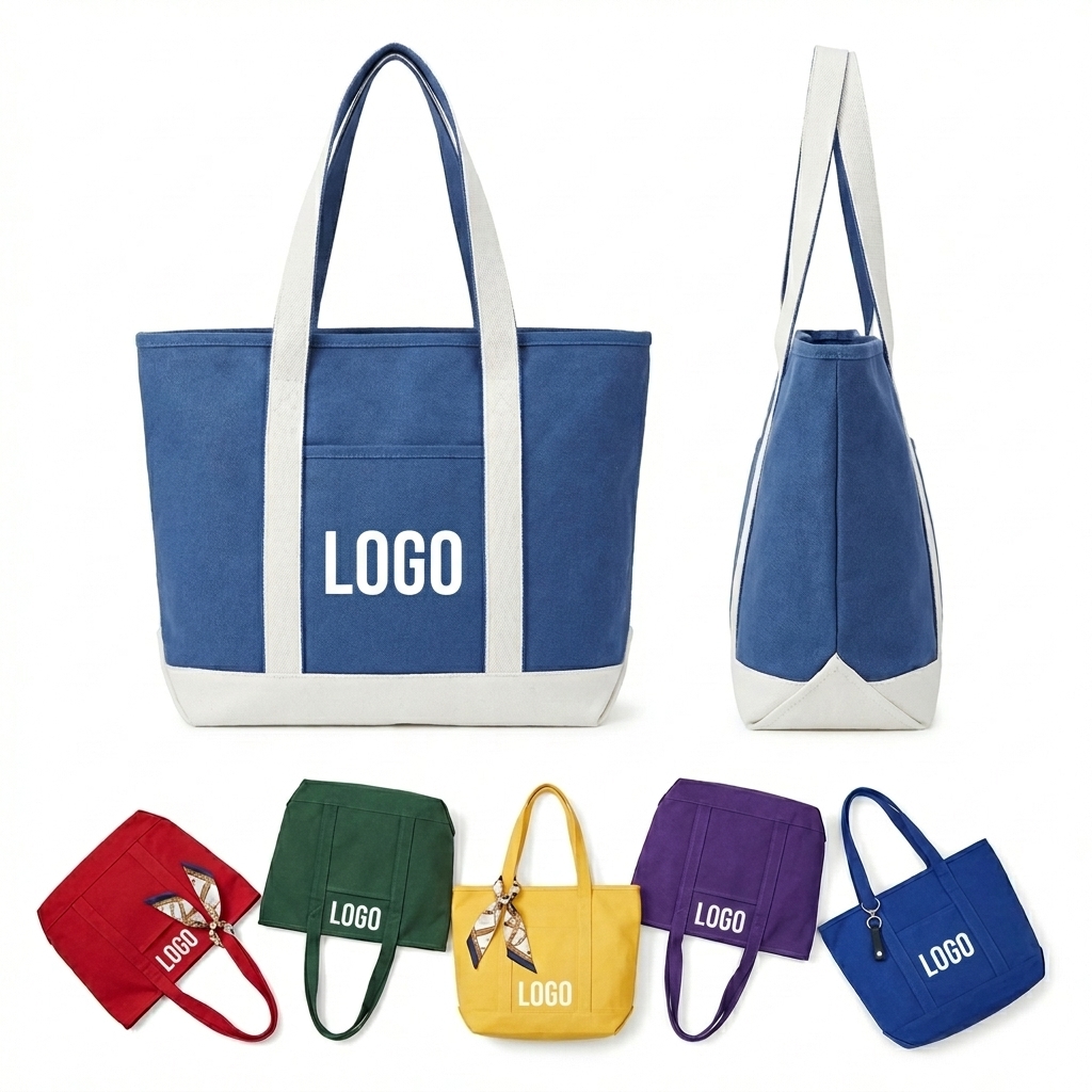 Premium 12oz Canvas Tote Bag with Convenient Front Pocket