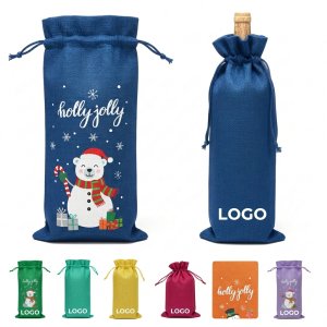 Reusable Eco-Friendly Linen Wine Bottle Bag with Drawstring Closure