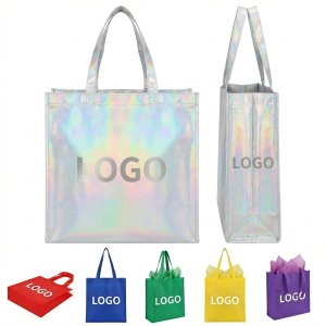 Customizable Eco-Friendly Tote Bag Set (Laser Glitter & Solid Color Options)